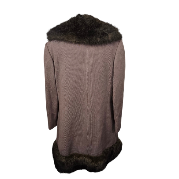 I. J. Fox Cleveland Brown Pure Wool Fur Trim Snap Button Vintage Coat L - Picture 4 of 7